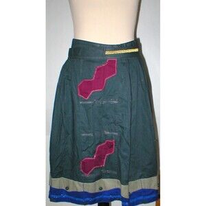 NWT Womens New Designer Isabela Capeto Handmade Skirt 31 X 24 Green Sequins Silk